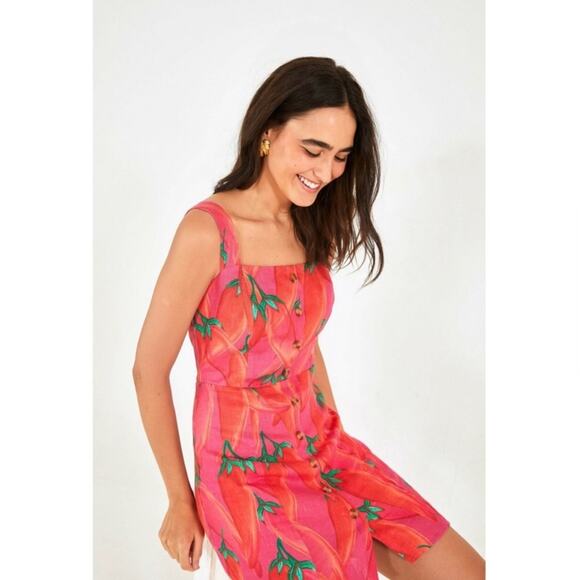 NWT Farm Rio Apimenta Pepper Print Linen Mini Dress. - Picture 1 of 11